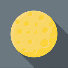 Moon icon in flat style with long shadow. Night symbol vector illustration