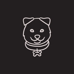 Dog head sketch icon.