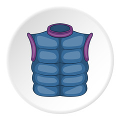 Mens vest sleeveless icon in cartoon style on white circle background. Clothing symbol vector illustration