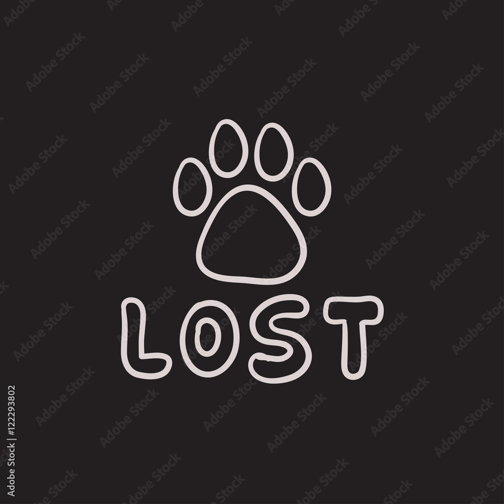 Poster Lost dog sign sketch icon.