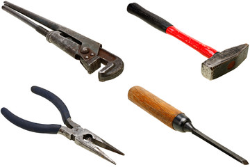 Various tools isolated on white background set
