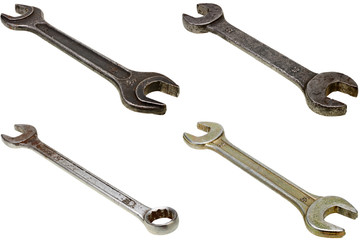 Various spanners isolated on white background set