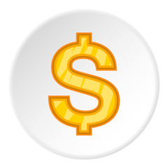 Sign of money dollar icon in cartoon style on white circle background. Currency symbol vector illustration