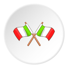 Flag of Italy icon in cartoon style on white circle background. State symbol vector illustration