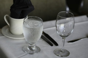 Water Glass at Dinner Table