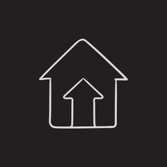 Growth of real estate market sketch icon.