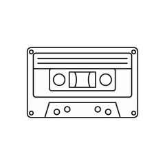 Audio cassette icon in outline style isolated on white background vector illustration
