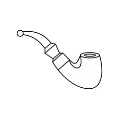 Smoking pipe icon in outline style isolated on white background vector illustration