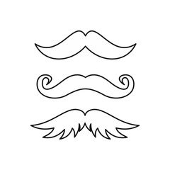 Set of hipster mustache icon in outline style isolated on white background vector illustration
