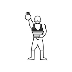 Vintage circus strong man icon in outline style isolated on white background vector illustration