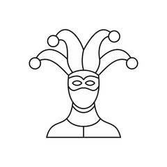 Jester icon in outline style isolated on white background vector illustration