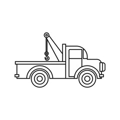 Fototapeta na wymiar Car towing truck icon in outline style isolated on white background vector illustration