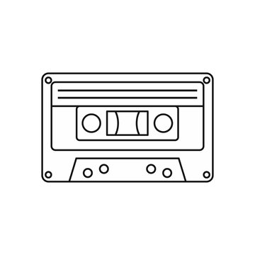 recommend clip art: Audio cassette icon in outline style isolated on white background vector illustration