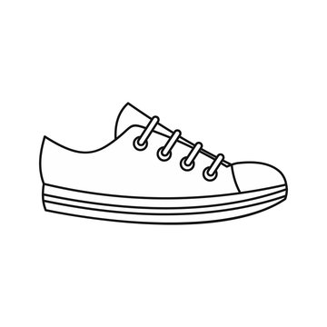 Sneaker icon in outline style isolated on white background vector illustration