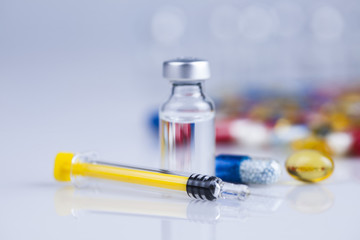 Composition with variety of drug pills background