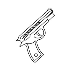 Pistol gun icon in outline style isolated on white background vector illustration