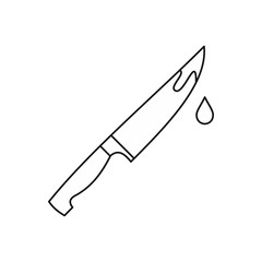Knife crime weapon icon in outline style isolated on white background vector illustration