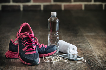 fitness running sports equipment, sneakers water phone music tow