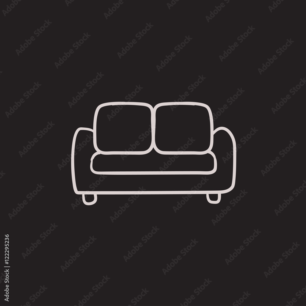 Sticker sofa sketch icon.