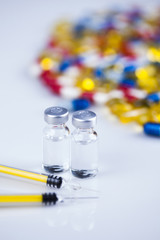 Medicine frame, Close up of Pills, Tablets, Capsule, Medical background 