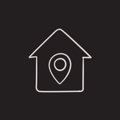 House with pointer sketch icon.