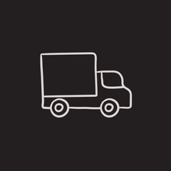 Delivery van sketch icon.