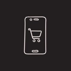 Online shopping sketch icon.