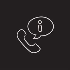 Handset with information sign sketch icon.