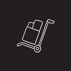 Shopping handling trolley sketch icon.