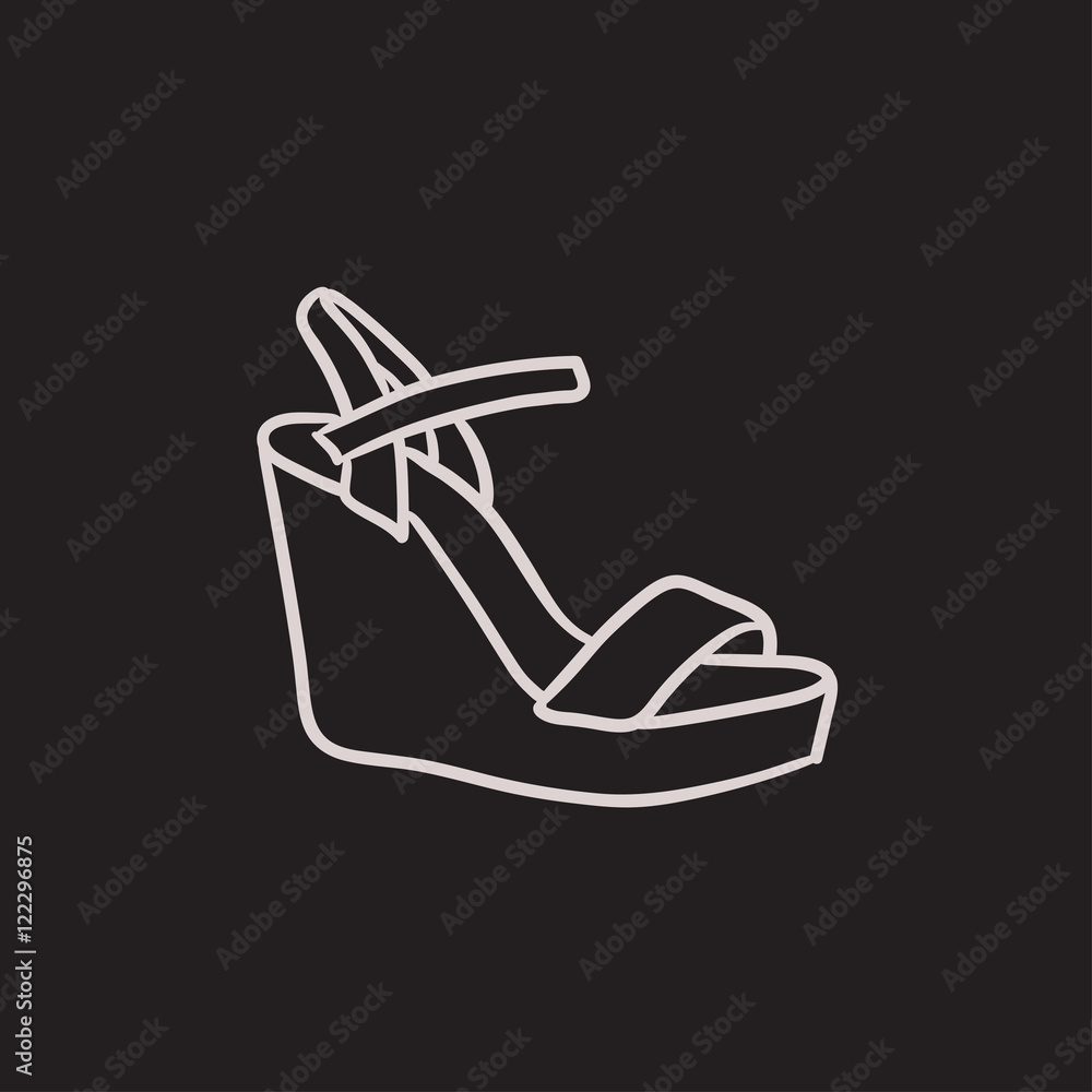 Wall mural Women platform sandal sketch icon.