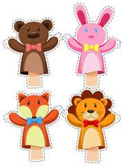 Fototapeta premium Sticker set with hand puppets