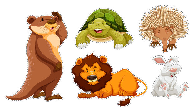 Sticker set of many wildlife