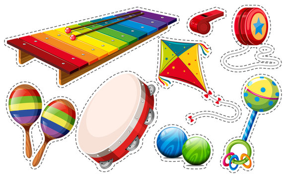 Sticker set of musical instrument and toys
