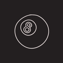 Billiard ball sketch icon.