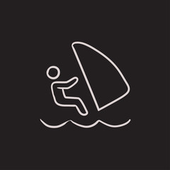 Wind surfing sketch icon.