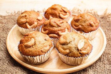 Banana cup cake freshly baked.