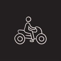 Fototapeta na wymiar Man riding motorcycle sketch icon.