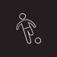 Obraz premium Soccer player with ball sketch icon.