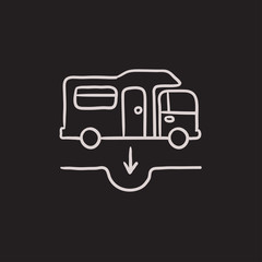 Motorhome and sump sketch icon.