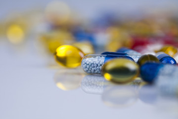 Composition with variety of drug pills background