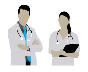 Female and Male Doctor Silhouettes, illustration art vector design