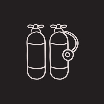 Oxygen tank sketch icon.