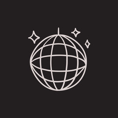 Disco ball sketch icon.