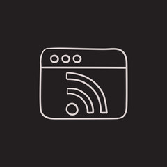 Browser window with wi fi sign sketch icon.