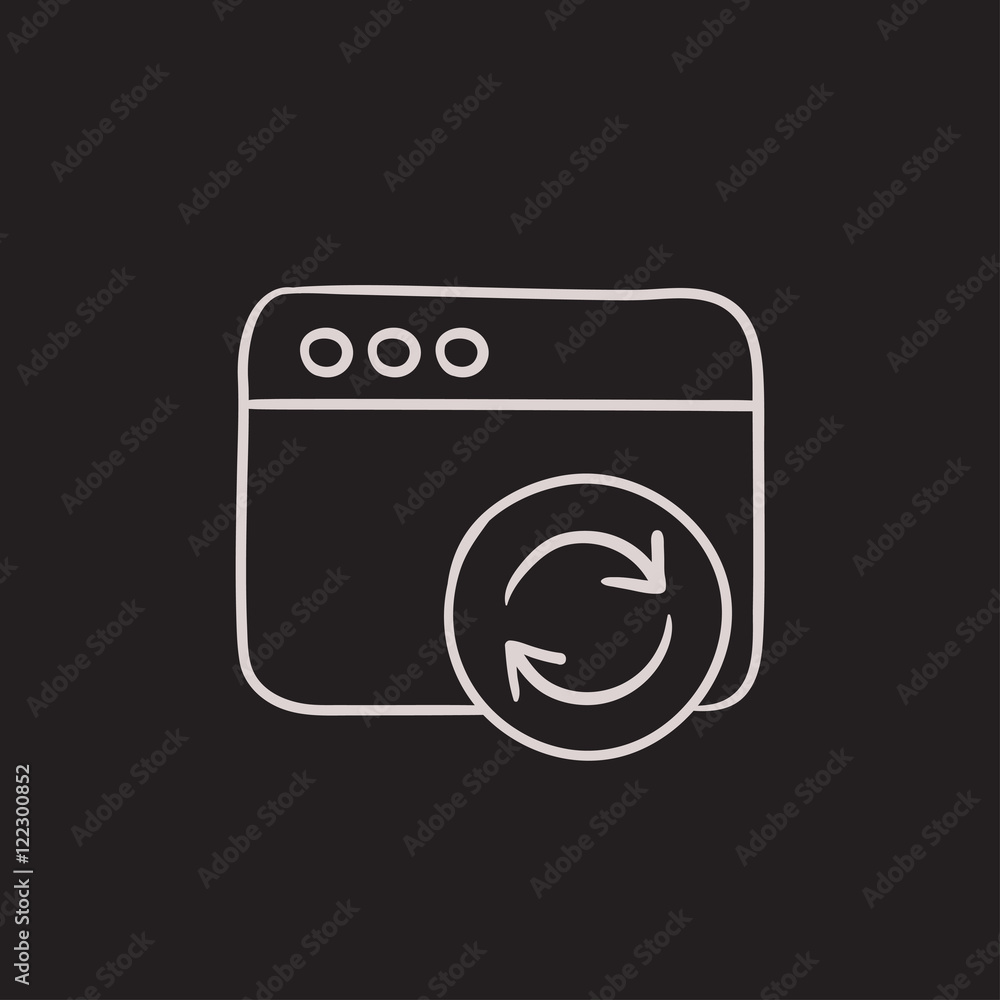 Poster browser window with refresh sign sketch icon.
