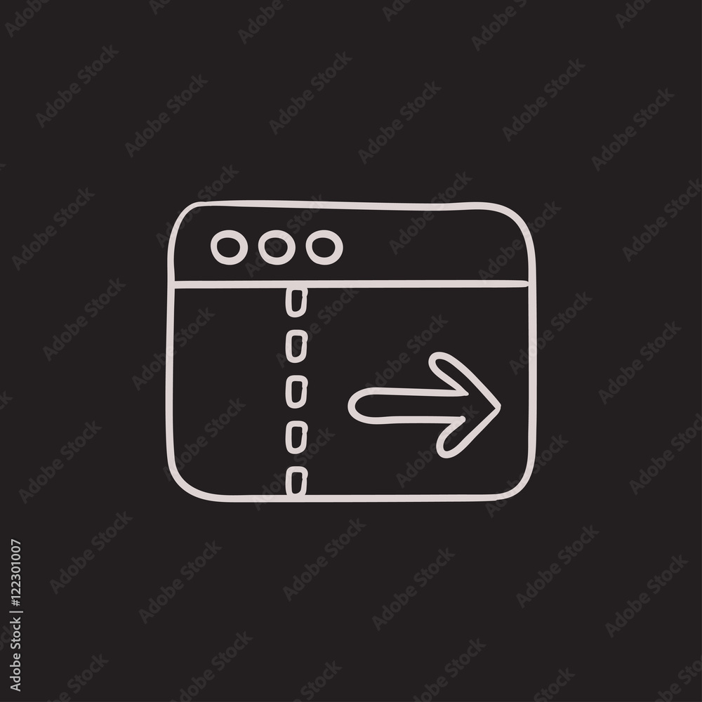 Poster browser window with arrow right sketch icon.