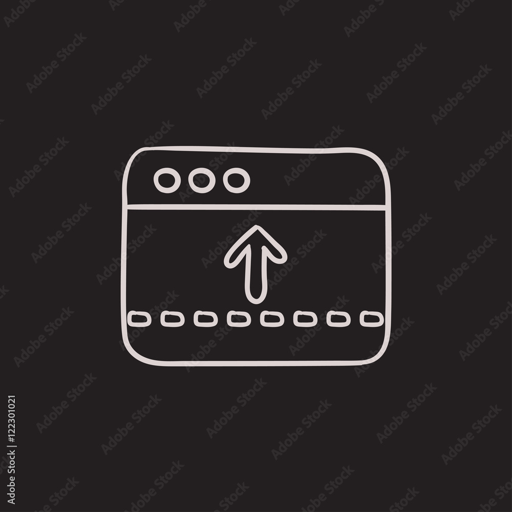 Poster browser window with arrow up sketch icon.