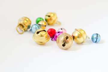 Small colorful bells isolated and Christmas decoration. Christmas ornament