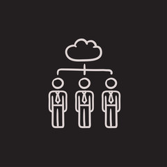Cloud computing sketch icon.