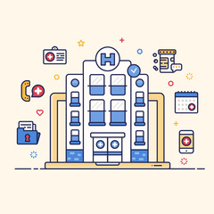 Online hospital , illustration concept.